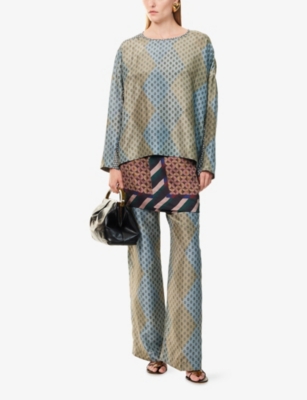 DRIES VAN NOTEN: Caias Patterned-Print Silk-Blend Top