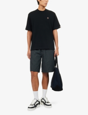 A Bathing Ape Mens Black One Point Brand-embroidered Cotton-jersey T-shirt In Black