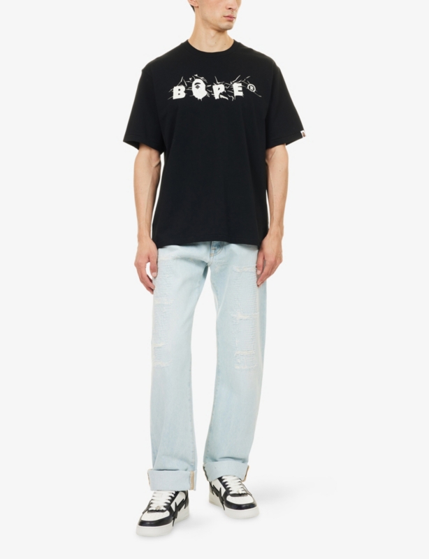 Bape Wrinkle Bape Logo Graphic-Print Cotton T-Shirt