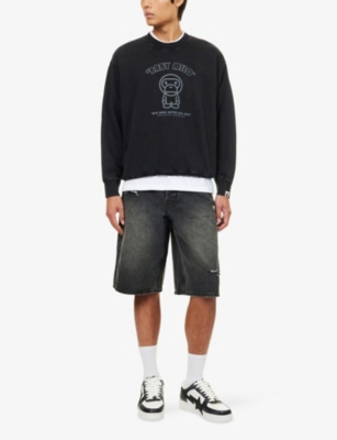 A Bathing Ape Mens Black Baby Milo Brand-print Cotton-jersey Sweatshirt In Black