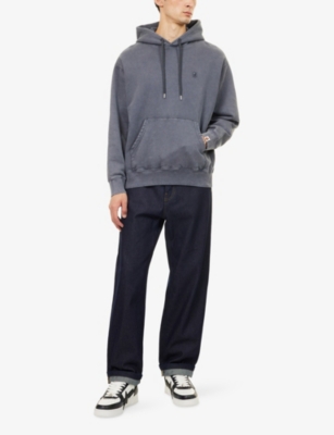 A Bathing Ape Mens Charcoal One Point Logo-patch Cotton Hoody Xl In Gray