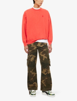 A Bathing Ape Mens One Point Brand-embroidered Cotton-jersey Sweatshirt In Red