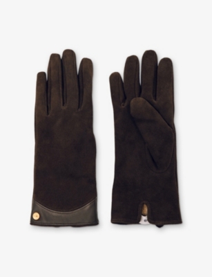 Reiss Womens Chocolate Claudia Suede Gloves In Brown