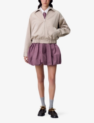 Claudie Pierlot Womens Beige Oversized Brand-embroidered Woven Jacket In Neutral