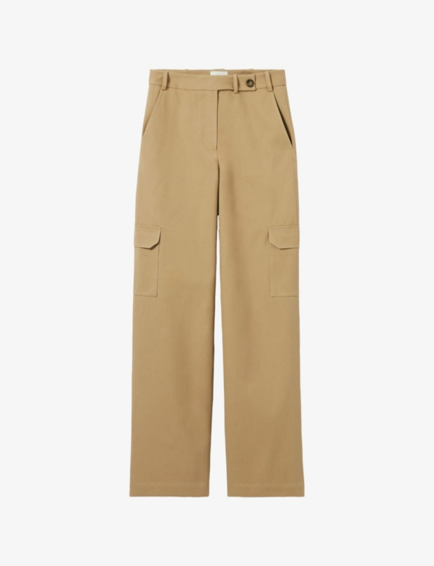 Wide-Leg Cargo-Pocket Cotton Trousers