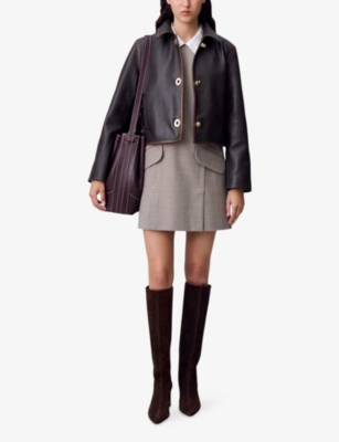 CLAUDIE PIERLOT: Cropped Vintage Leather Jacket