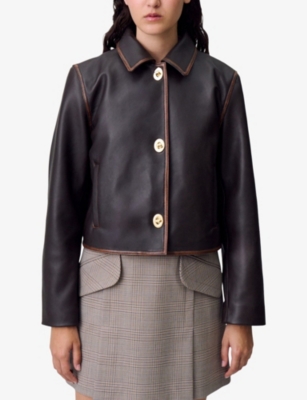 Claudie Pierlot  크롭 빈티지 가죽 자켓