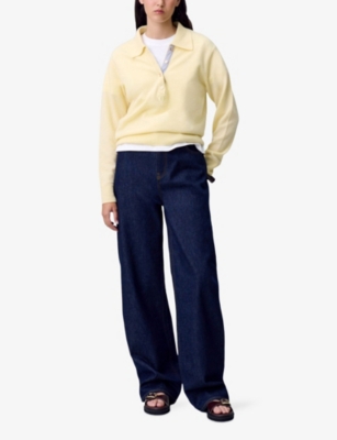 Claudie Pierlot Womens Brut Denim Straight-leg High-rise Denim Jeans