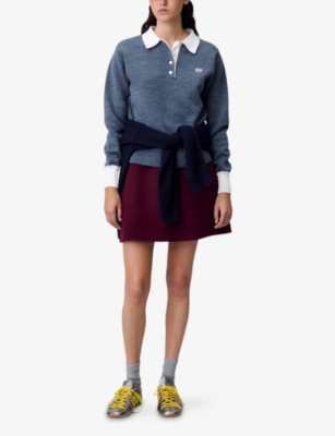Claudie Pierlot Womens Burgundy Straight-cut Mid-rise Wool Mini Skirt In Burgundy