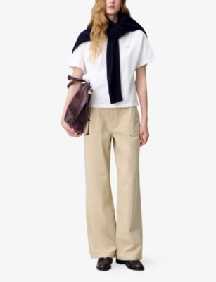 Claudie Pierlot Womens Beige Straight-leg Mid-rise Denim Jeans In Brown