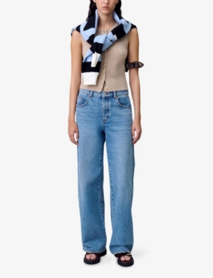 CLAUDIE PIERLOT: Wide-Leg Faded-Wash Denim Jeans