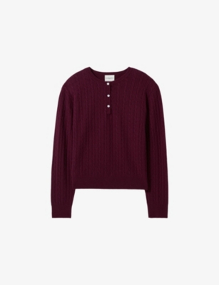 Claudie Pierlot Womens Burgundy Henley-neck Knitted Wool And Cashmere Jumper In Burgundy