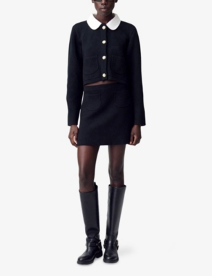CLAUDIE PIERLOT: Patch-Pocket High-Waist Wool-Blend Mini Skirt