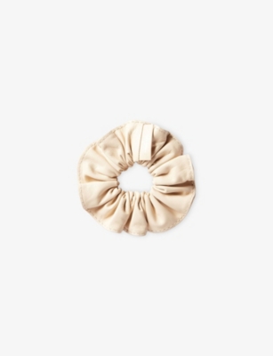 Claudie Pierlot Womens Beige Brand-plaque Leather Hair Scrunchie In Neutral