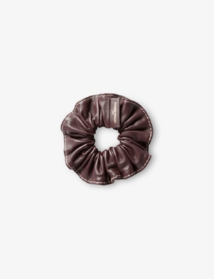Claudie Pierlot Womens Burgundy Brand-plaque Leather Hair Scrunchie In Burgundy
