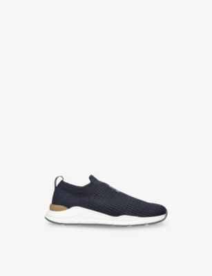 Brunello Cucinelli Knitted Slip-on Sneakers In Blue