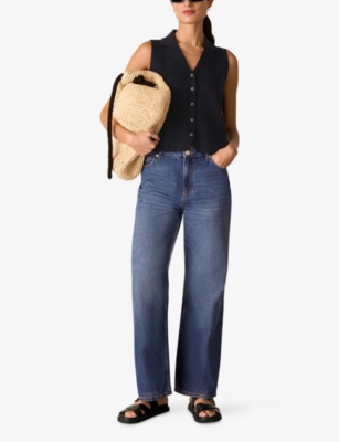 WHISTLES: Maisie Button-Front Cotton-Blend Tank Top