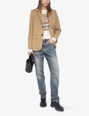 Zadig & Voltaire Womens Beige Vanille Regular-fit Stretch Cotton-blend Blazer In Brown