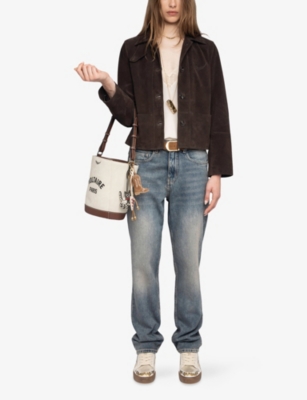 Zadig & Voltaire Womens Dark Chocolate Lessa Suede Jacket In Brown