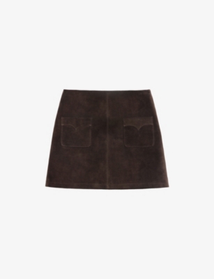 Zadig & Voltaire Womens Dark Chocolate Jamie Patch-pocket Suede Mini Skirt In Brown