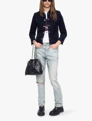Zadig & Voltaire Womens Encre Liam Flap-pocket Stretch-cotton Corduroy Jacket Xl In Black