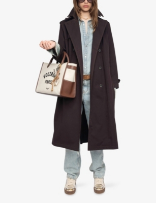 Zadig & Voltaire Womens Dark Chocolate Kenar Double-breasted Cotton Trench Coat In Brown