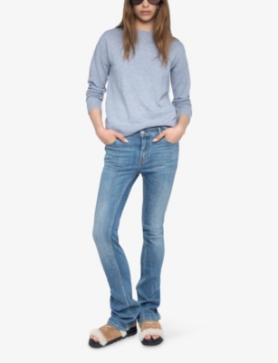 Zadig & Voltaire Womens Cloud Heart Patch Wool And Cashmere-blend Jumper In Blue