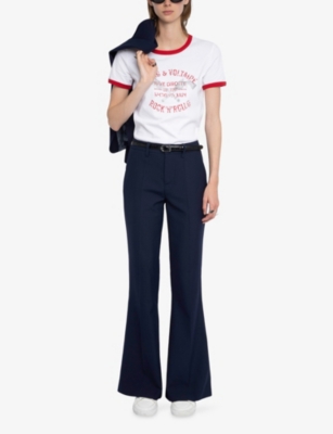 ZADIG&VOLTAIRE: Rhinestone-Embellished Short-Sleeve Cotton T-Shirt