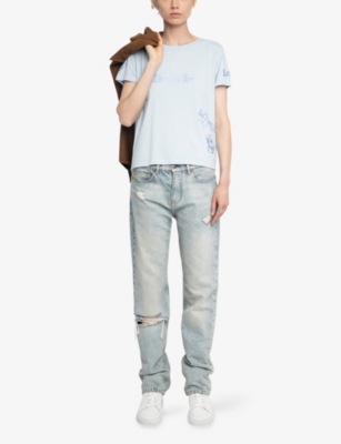 ZADIG&VOLTAIRE: Round-Neck Rhinestone-Embellished Cotton-Blend T-Shirt