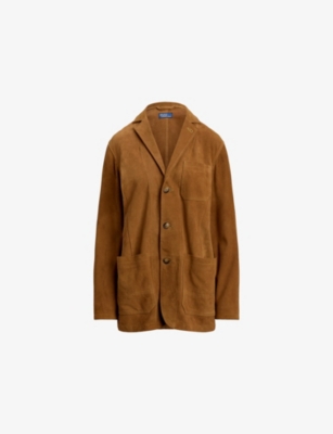 Polo Ralph Lauren Womens Maple Relaxed-fit Single-breasted Suede Blazer In Brown