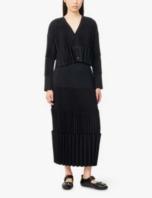 Cfcl Fcl Womens Black Accordion Cropped Knitted Cardigan In Black