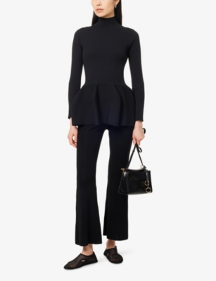 Cfcl Fcl Womens Black Soft Portrait Flared Knitted Trousers In Black