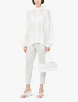 Cfcl Fcl Womens White Lucent Ribbed Cotton-blend Shirt In White
