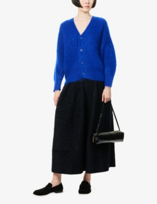Cfcl Fcl Womens V-neck Dropped-shoulders Wool-blend Cardigan Blue In Blue