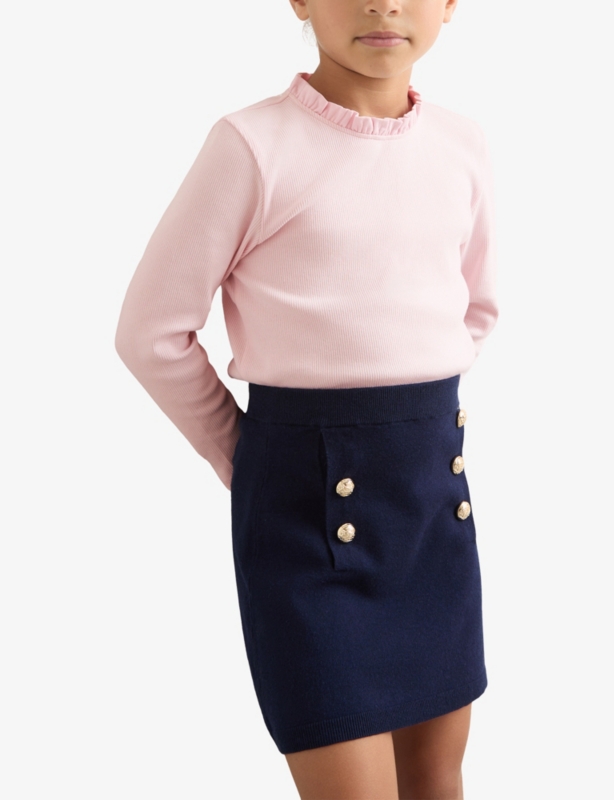 Flora Frill-Neck Stretch-Cotton Top 9-13 Years