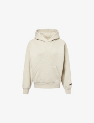 Essentials Womens Embossed-branding Classic-fit Cotton-blend Hoodie Heather Stone In Gray