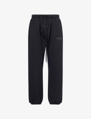 Essentials Womens Jet Black Drawstring Relaxed-fit Cotton-blend Jogging Bottoms Xs In Black