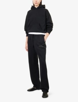Essentials Womens Jet Black Drawstring Relaxed-fit Cotton-blend Jogging Bottoms Xs In Black