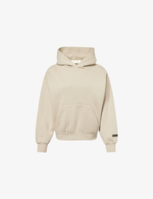 Essentials Womens Abbey Stone Embossed-branding Classic-fit Cotton-blend Hoody Xs In Neutral