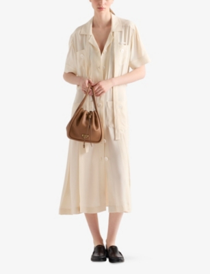 Prada Womens Brown Darling Leather Mini Bucket Bag In Brown