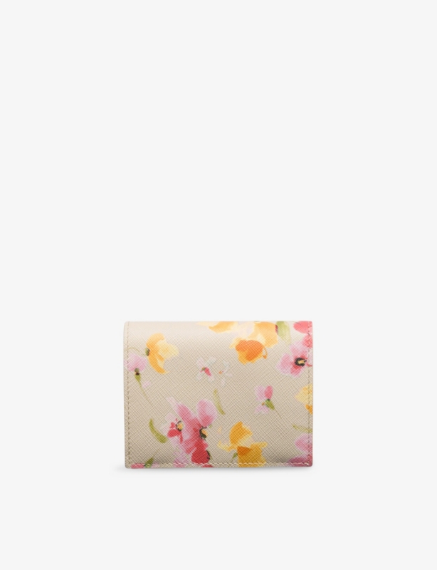 Floral-Print Leather Wallet