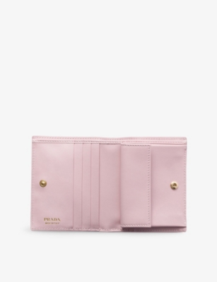 Prada Womens Pink Floral-print Leather Wallet In Pink