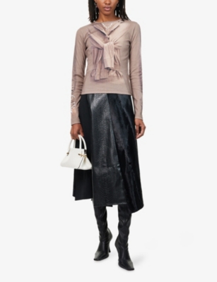 MARINE SERRE: Trompe L'Oeil Jumper Long-Sleeves Cotton-Jersey T-Shirt