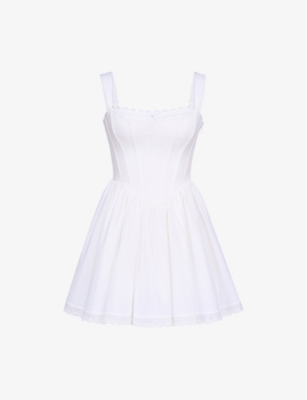 House Of Cb Womens White Ami Corset-bodice Stretch-cotton Mini Dress