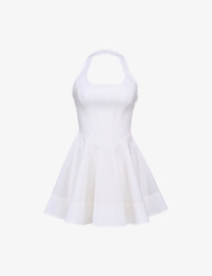 HOUSE OF CB: Sasha Halterneck Stretch-Cotton Mini Dress