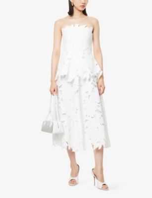 SIMKHAI: Audrey Bustier Woven Midi Dress