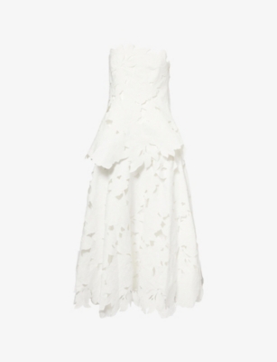 SIMKHAI: Audrey Bustier Woven Midi Dress