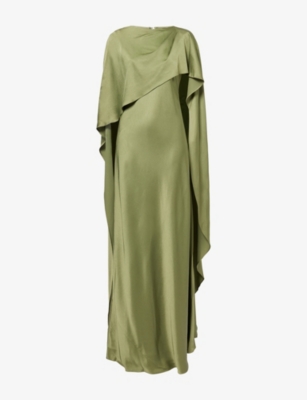 Simkhai Womens Olive Izel Caped Satin Maxi Gown In Green