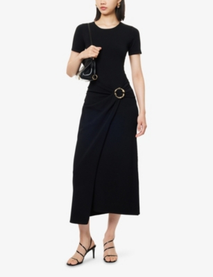 Simkhai Womens Black Soren Draped Knit Midi Dress Xs In Black