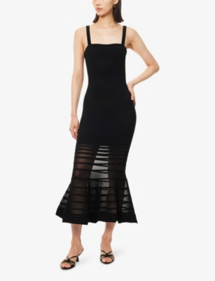SIMKHAI: Vallarie Semi-Sheer Woven Midi Dress